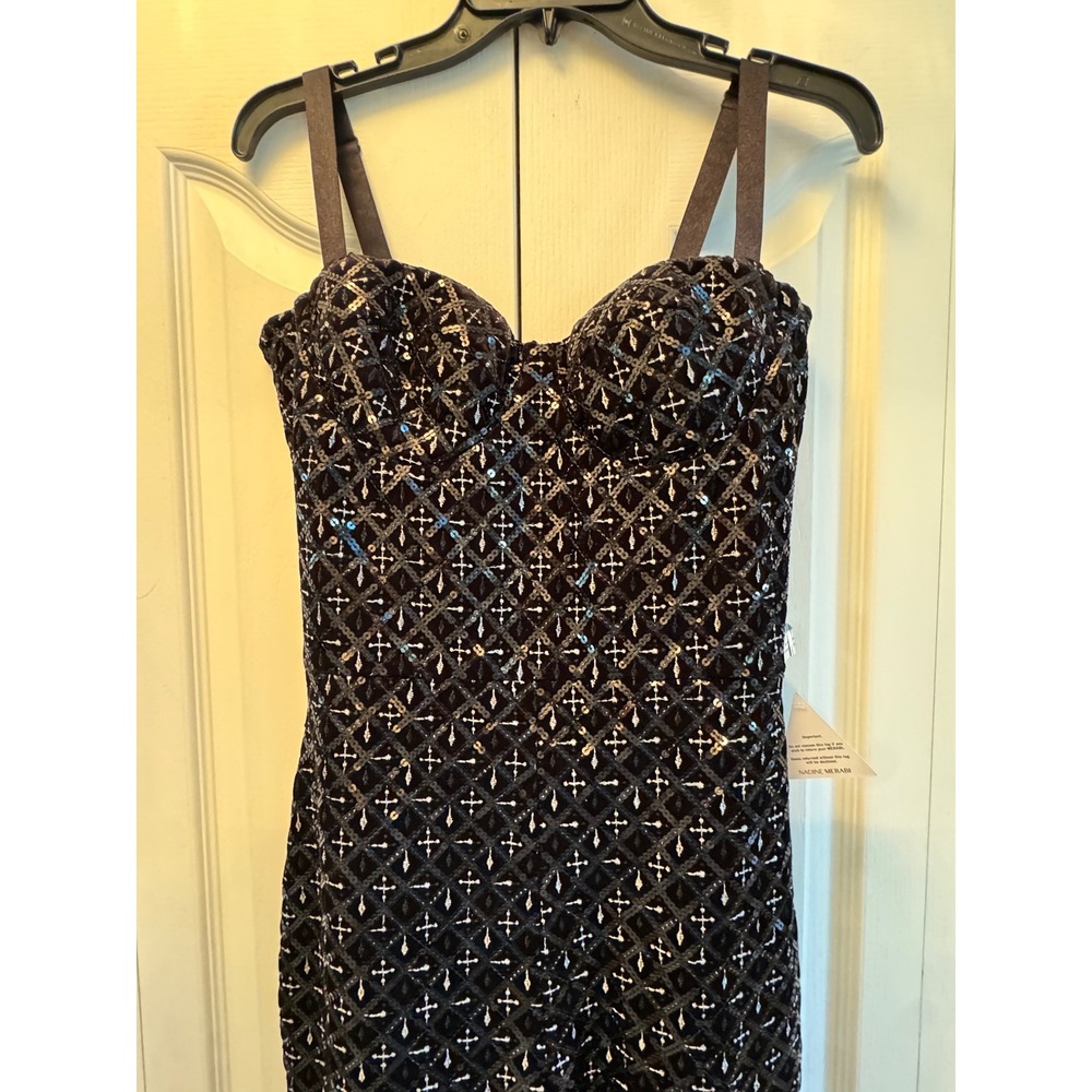 NWT NADINE MERABI Black Sequin Corset Jumpsuit - Picture 3 of 16